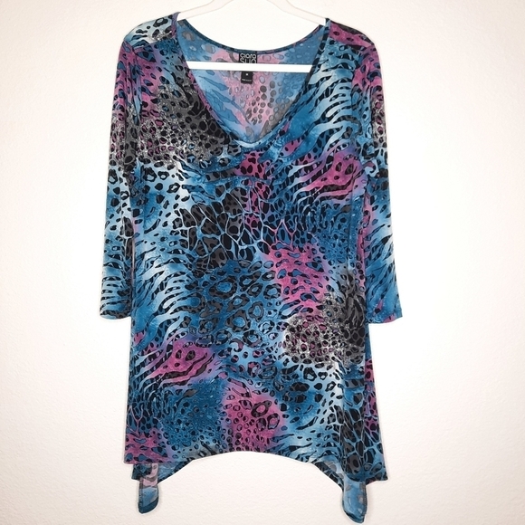 Clara Sun Woo Rainbow Animal Print Blouse M - Picture 2 of 5